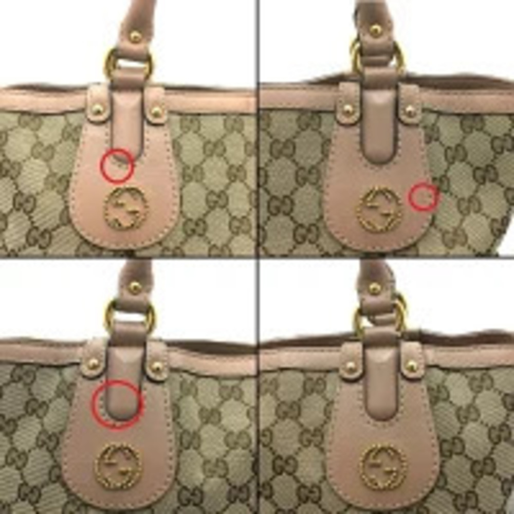 GUCCI GG Canvas Tote Bag Beige Pink Handbag - Picture 8 of 13